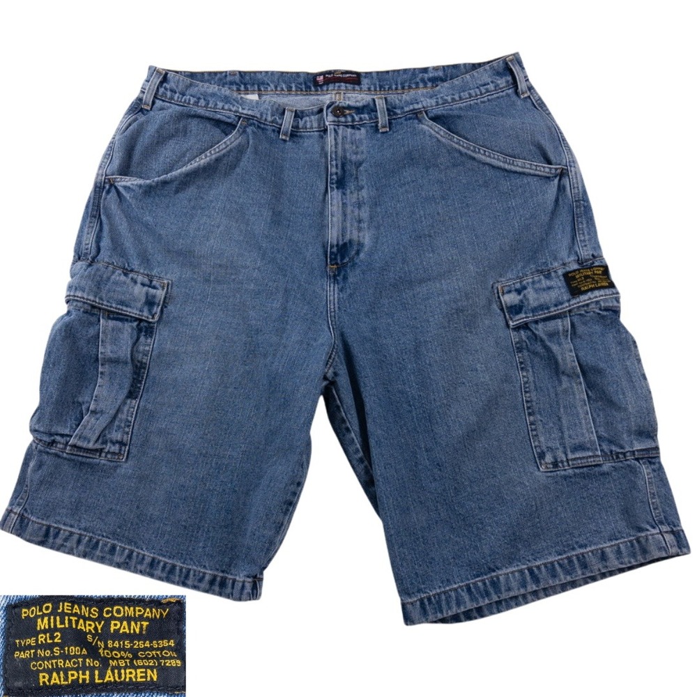 Vintage Polo Ralph Lauren Jean Baggy Cargo Shorts Mens 44 Military Freightor Y2K